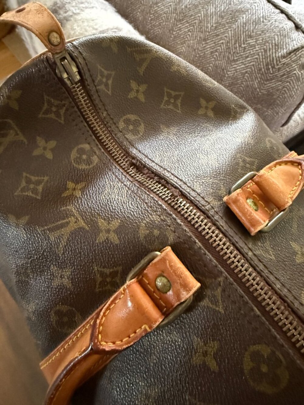 LOUIS VUITTON Keepall 45 Monogram Travel Satchel Duffel Bag Vintage - Picture 12 of 13
